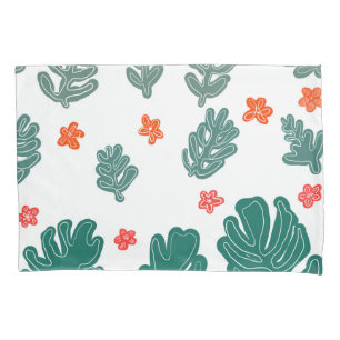 land & sea : doodle pattern flowers & plants pillowcase