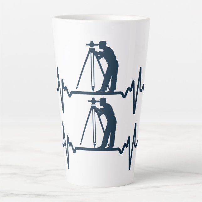 Land Surveyor Heartbeat Latte Mug (Front)