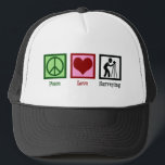 Land Surveyor Peace Love Surveying Company Trucker Hat<br><div class="desc">Peace Love Surveying. A cute surveyor gift featuring a peace sign,  heart,  and surveying company worker.</div>