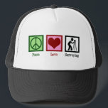 Land Surveyor Peace Love Surveying Company Trucker Hat<br><div class="desc">Peace Love Surveying. A cute surveyor gift featuring a peace sign,  heart,  and surveying company worker.</div>
