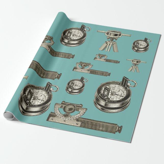 Land Surveyor Surveying Vintage Tools  Wrapping Paper (Unrolled)