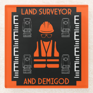 land surveyors glass coaster