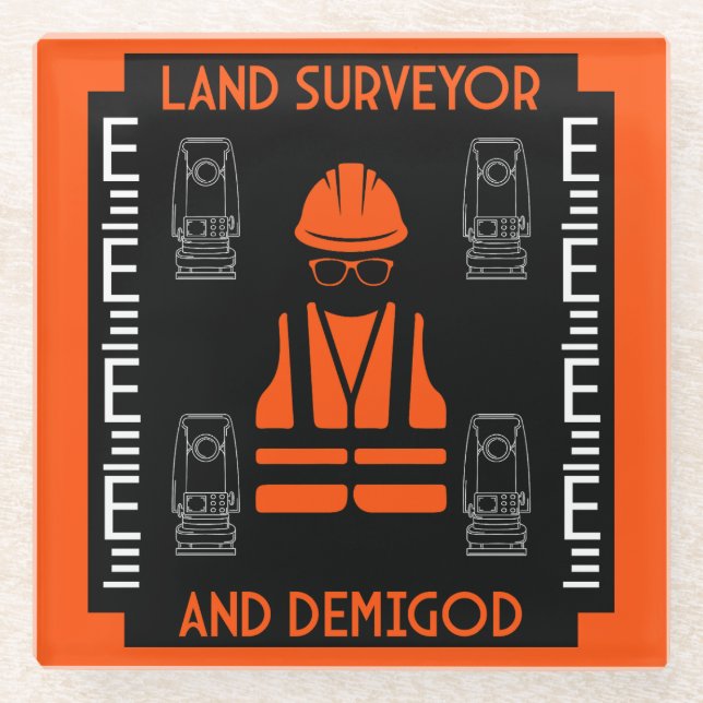 land surveyors glass coaster (Front)