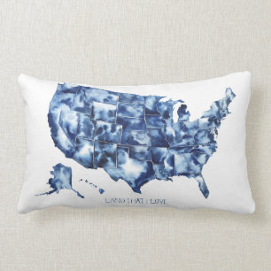 Land that I Love - United States Map Lumbar Cushion