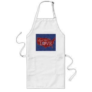 Land that I LOVE - US heart & flag Long Apron