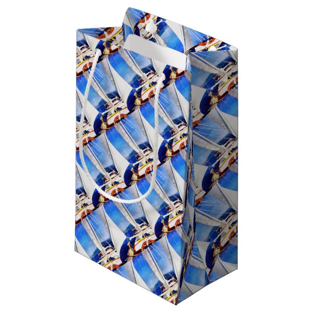 Land Was Created For Boats To Visit Sailing Art Small Gift Bag (Front Angled)