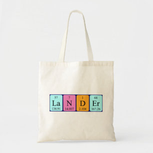 Lander periodic table name tote bag