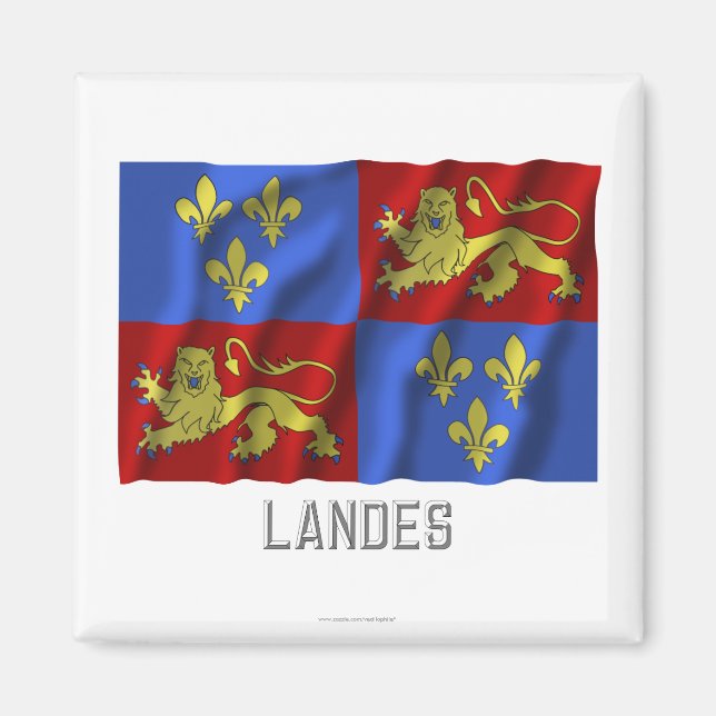 Landes waving flag with name magnet (Front)