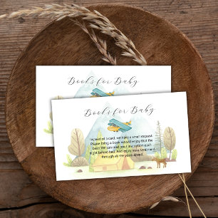 Landing Airplane Forest Books For Baby Shower Enclosure Card
