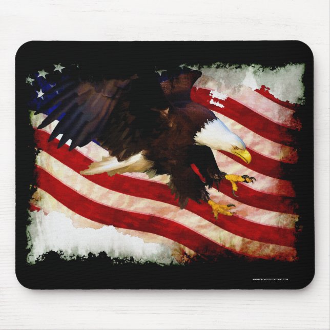 Landing Bald Eagles & U.S. Flag Patriotic Mousemat (Front)