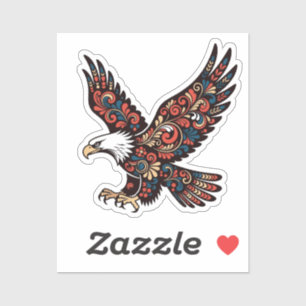 Landing Eagle Sticker - Ornamental Paisley Wings &