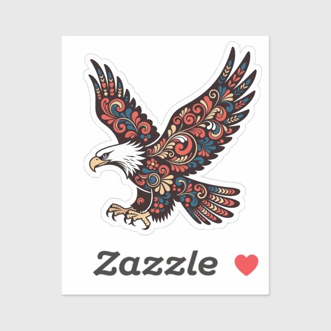 Landing Eagle Sticker - Ornamental Paisley Wings & (Sheet)