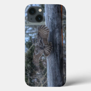 Landing Great Grey Owl and Ranch Gate Pole iPhone 13 Case