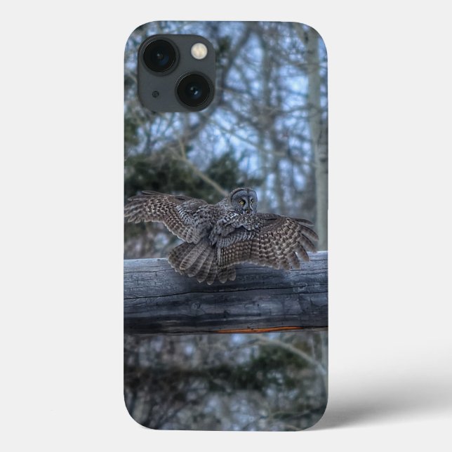 Landing Great Grey Owl and Ranch Gate Pole Case-Mate iPhone Case (Back)