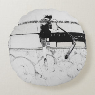 Landing It - Stunt Scooter Rider  Round Pillow