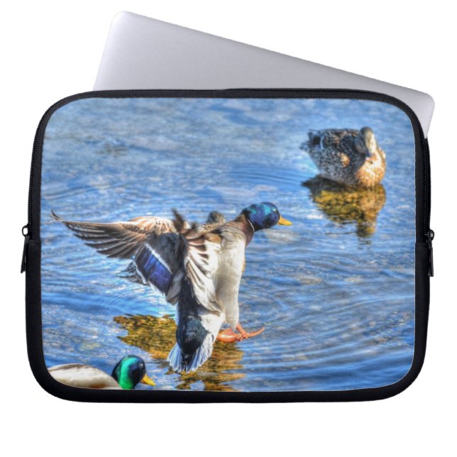 Landing Mallard Duck Drake 13 Wildlife Photo Laptop Sleeve (Front)