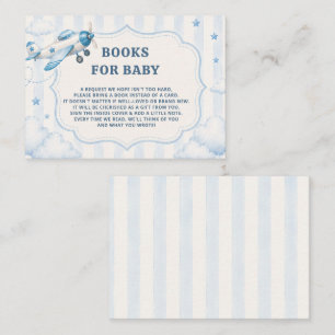 Landing Soon Boy Aeroplane Baby Shower Book Reques Enclosure Card