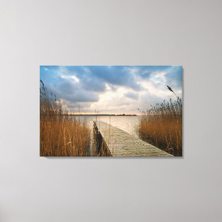 Landing stage on a lake canvas print