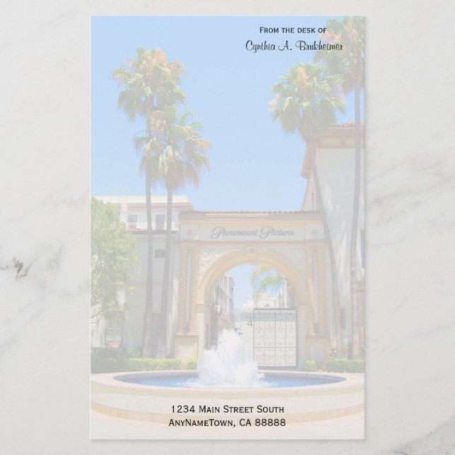 Landmark Hollywood Studio Personalised Stationery (Front)