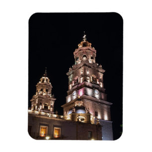 landmark morelia cathedral towers at night magnet