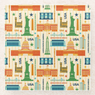 Landmarks of United States of America Glass Coaster
