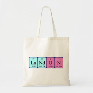 Landon periodic table name tote bag