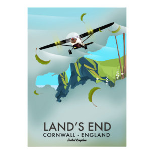 Land's End Cornwall Travel map poster