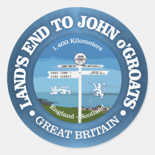 Land's End to John o'Groats (cycling c) Classic Round Sticker
