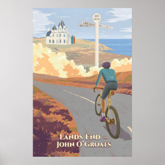 Lands End to John OGroats Cycling Travel Poster