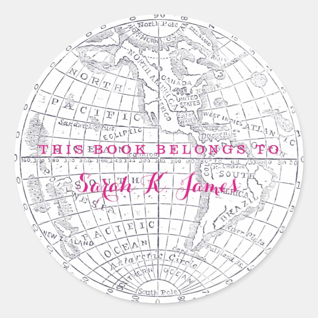 Lands of the Western Hemisphere Full BOOKPLATE Classic Round Sticker (Front)