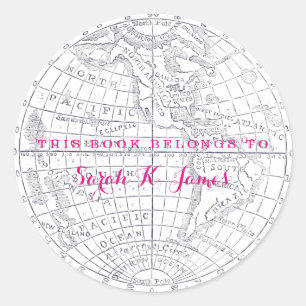 Lands of the Western Hemisphere Full BOOKPLATE Classic Round Sticker