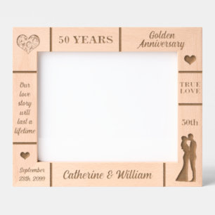 Landscape 10x8 Golden 50th Wedding Anniversary Etched Frames