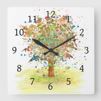 Landscape 466 tree square wall clock
