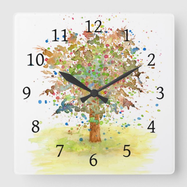 Landscape 466 tree square wall clock (Front)