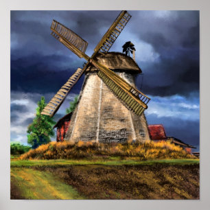 Landscape and Weather in the Netherlands - Drawing Poster