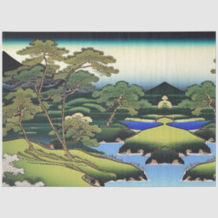 Landscape Asian Water Scene with Trees Decoupage Tissue Paper
