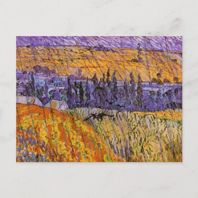 Landscape at Auvers in Rain by Vincent van Gogh Postcard (Front)