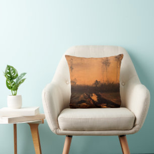 Landscape at Dusk by Vincent van Gogh Cushion