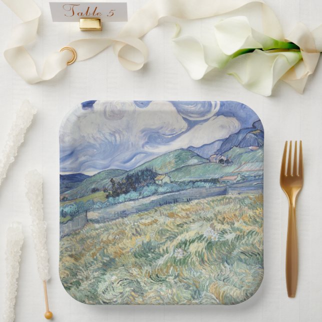  Landscape Behind Saint-Paul Vincent van Gogh     Paper Plate (Wedding)