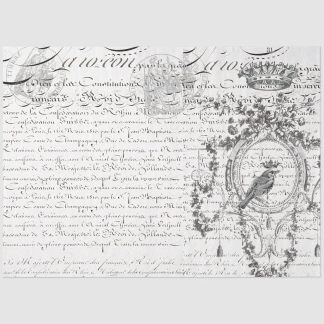 Landscape Bird Script Decoupage Paper (Front)