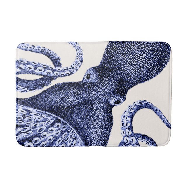 Landscape Blue Octopus Bath Mat (Front)