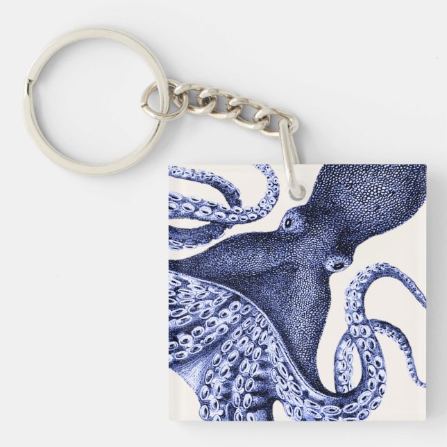 Landscape Blue Octopus Key Ring (Front)