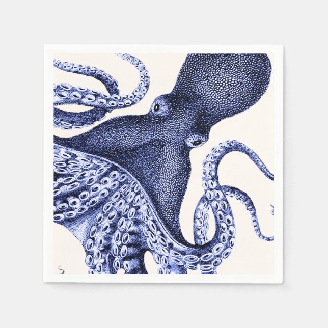 Landscape Blue Octopus Napkin (Front)