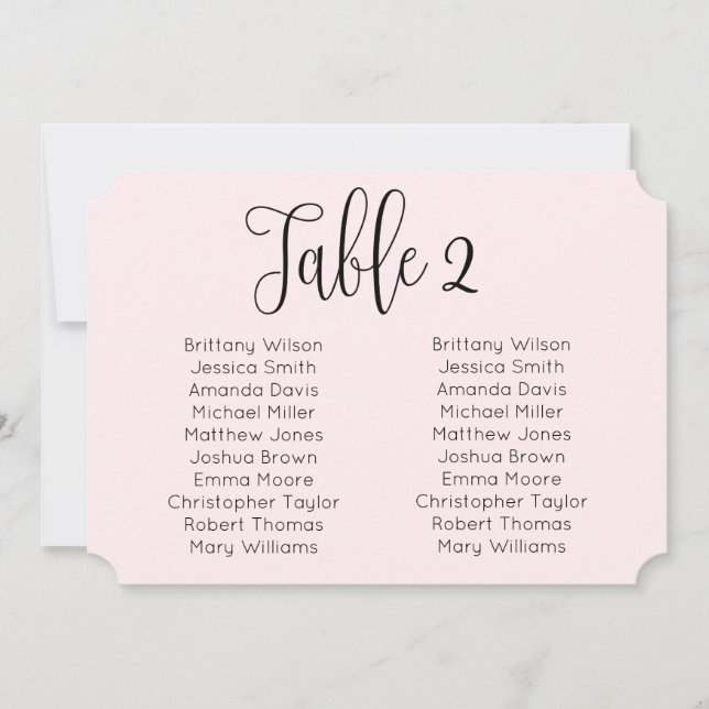 Landscape blush wedding seating chart. Pink modern Invitation (Front)