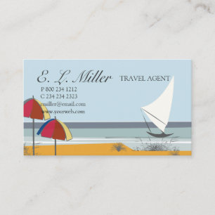 Landscape Boat Sailboat Ocean Vacation Travel Business Card