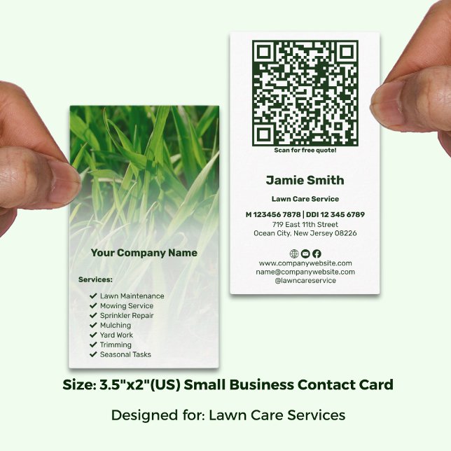 Landscape Branding QR Code Photo Lawn Care Business Card (Landscape Branding QR Code Photo Lawn Care Business Card; Size 3.5 x 2 Inch (US))