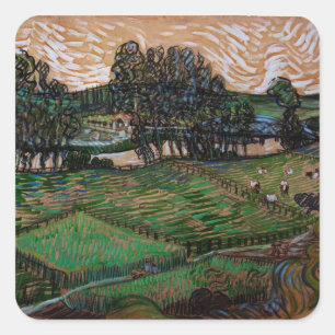 Landscape, Bridge Across Oise by Vincent van Gogh Square Sticker