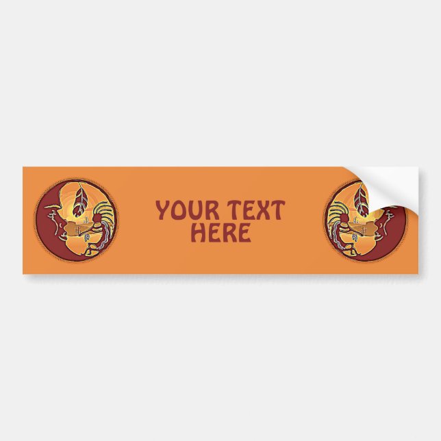 Landscape Button - Kokopelli Moon Feather 1 Bumper Sticker (Front)
