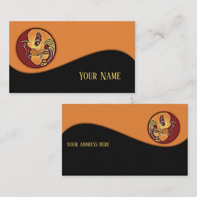 Landscape Button - Kokopelli Moon Feather 1 Business Card (Front/Back)