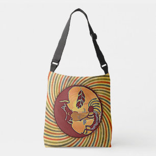 Landscape Button - Kokopelli Moon Feather 1 Crossbody Bag